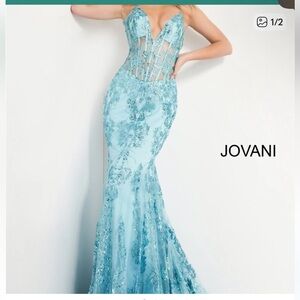 NWT Jovani Black Sequin Lace Dress